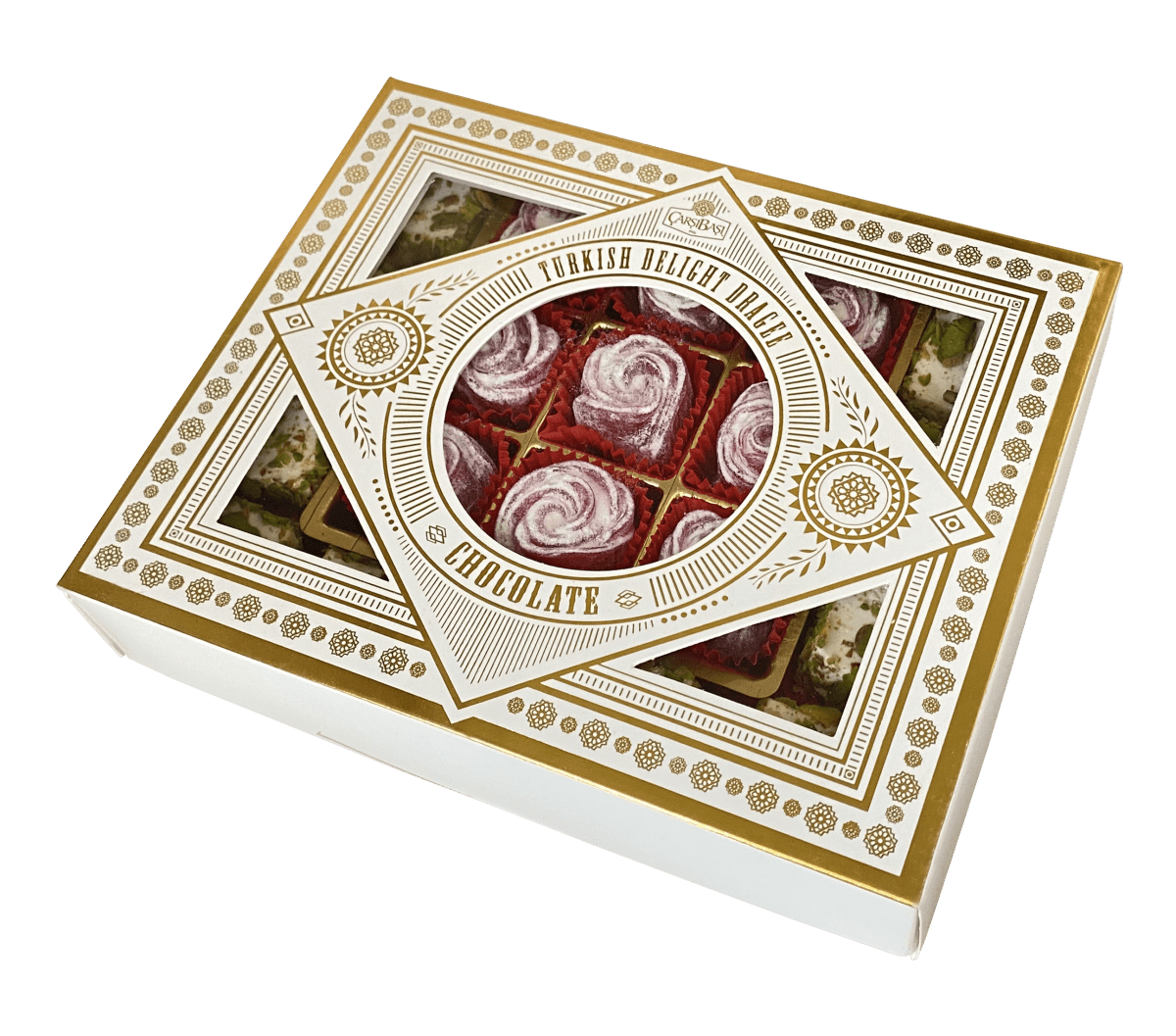 Carsibasi Premium Assorted Turkish Delight (Slivered Pistachio & Rose) -  500g Luxury Box - TryAladdin