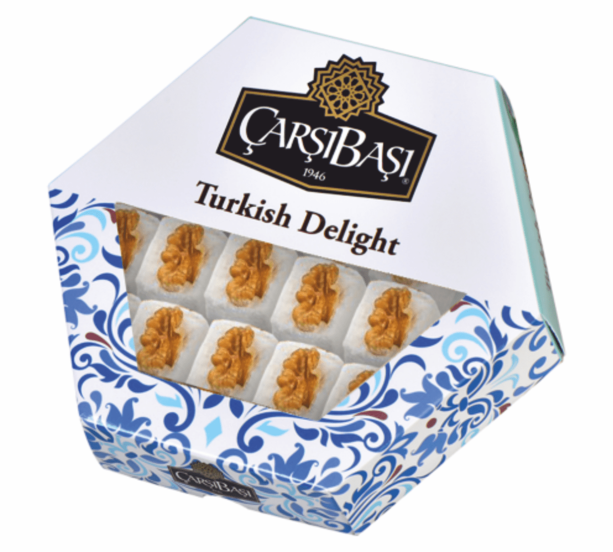 Carsibasi Premium Walnut Sultan Turkish Delight - 300g Hexagonal