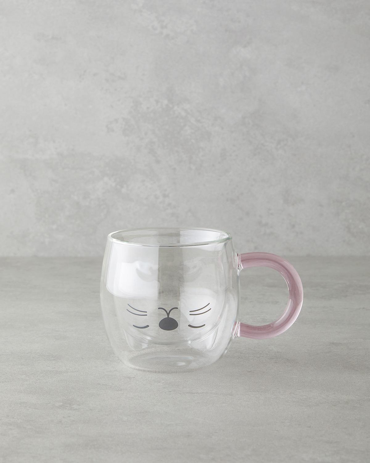 Professional Borosilicate Double Wall Glass Mug Pink