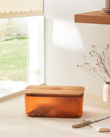 Bread Box with Wooden Lid - Kitchen Countertop Food Storage