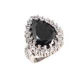 Premium 925 Sterling Silver Teardrop Onyx Antourage Ring