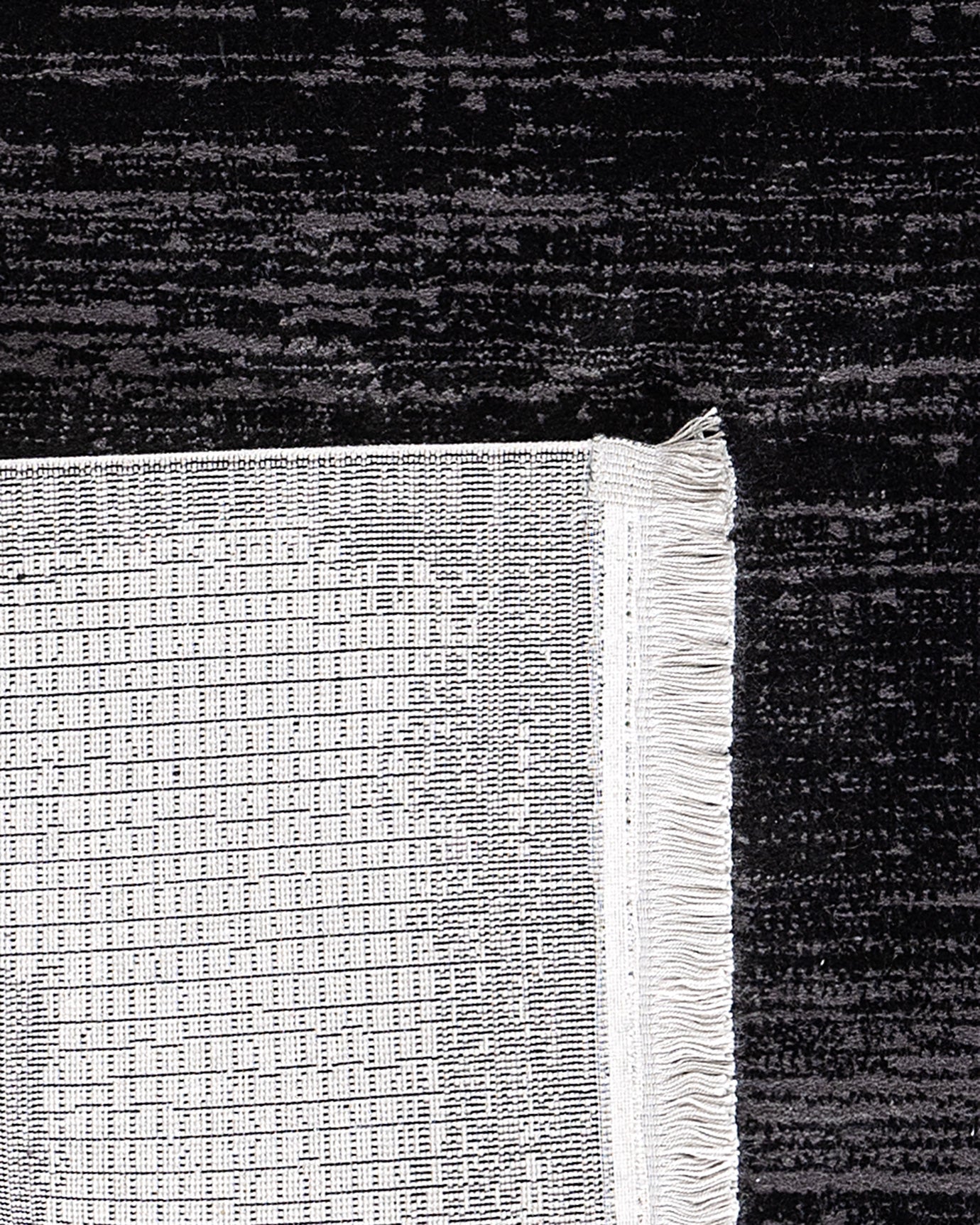 Premium Acrylic Area Rug - Modern Black Fringed Design