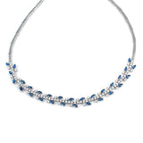 Sterling Silver Zircon Waterfall Necklace - Leaf Motif Design