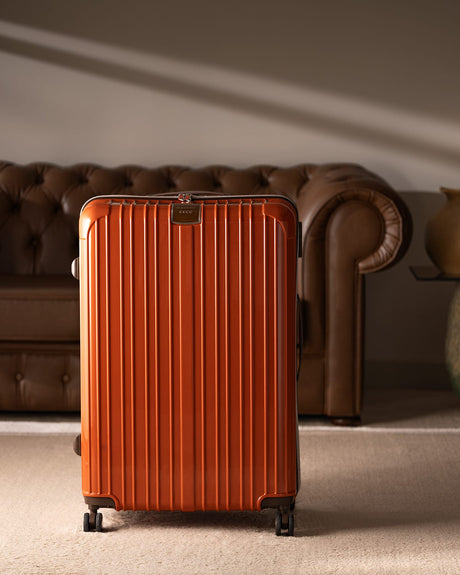 Large Terracotta Hardshell Travel Suitcase - Durable Luggage
