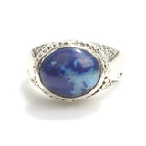 Exquisite 925 Sterling Silver Lapis Oval Cabochon Ring