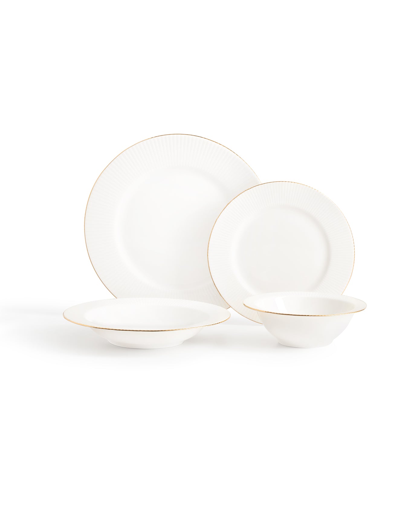 New Bone Porcelain 6-Person Dinner Set - Elegant Gold Trim