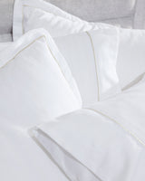 100% Cotton King Size Duvet Cover Set - Shimmering Sateen White & Gold