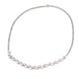 Sterling Silver White Zircon Leaf Tennis Necklace