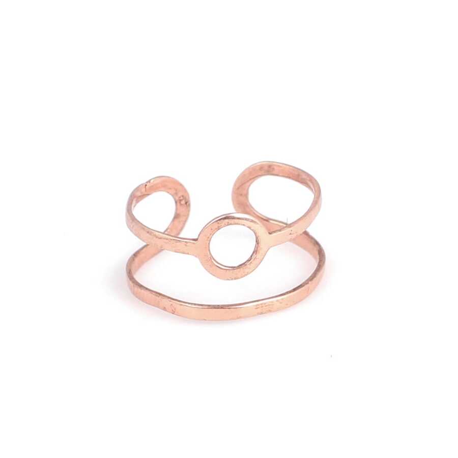 925 Sterling Silver Round Ring - Rose Plated & Adjustable