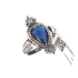 Exquisite 925 Sterling Silver Tear Drop Sapphire Ring