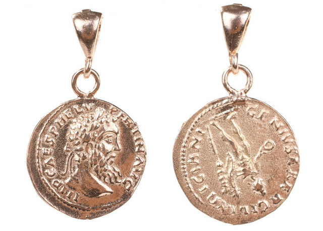 925 Sterling Silver Ancient Roman Figure Medallion Pendant