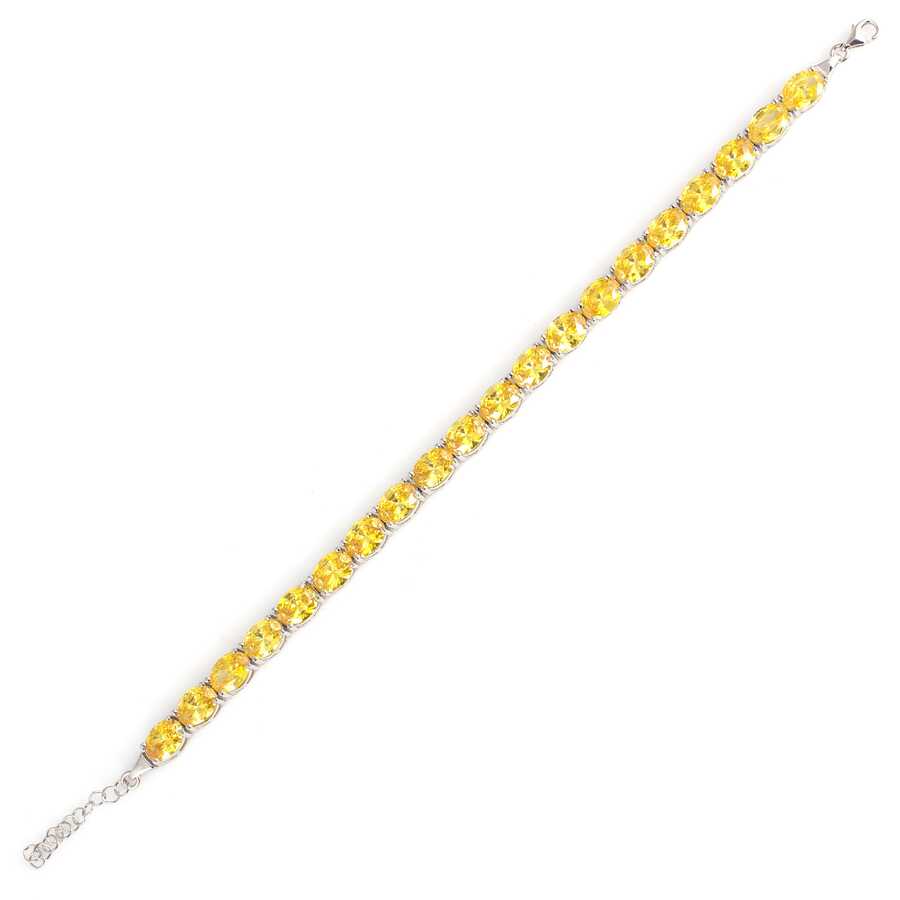 925 Sterling Silver Oval Synthetic Citrine Statement Bracelet