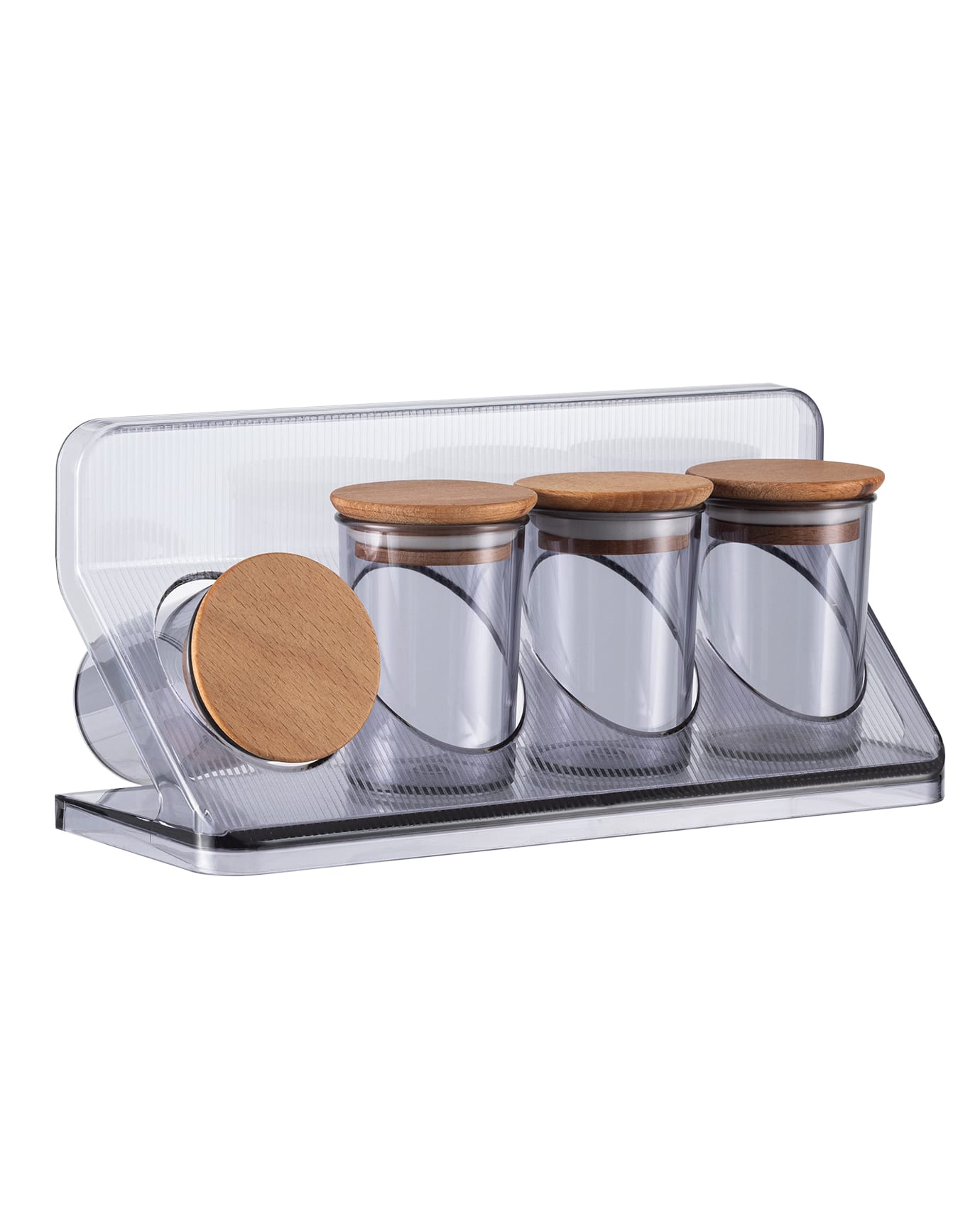 4-Piece Spice Jar Set - Smoke Grey Kitchen Seasoning Organizer