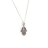 Sterling Silver Hamsa Hand Necklace - Patterned Petite Design