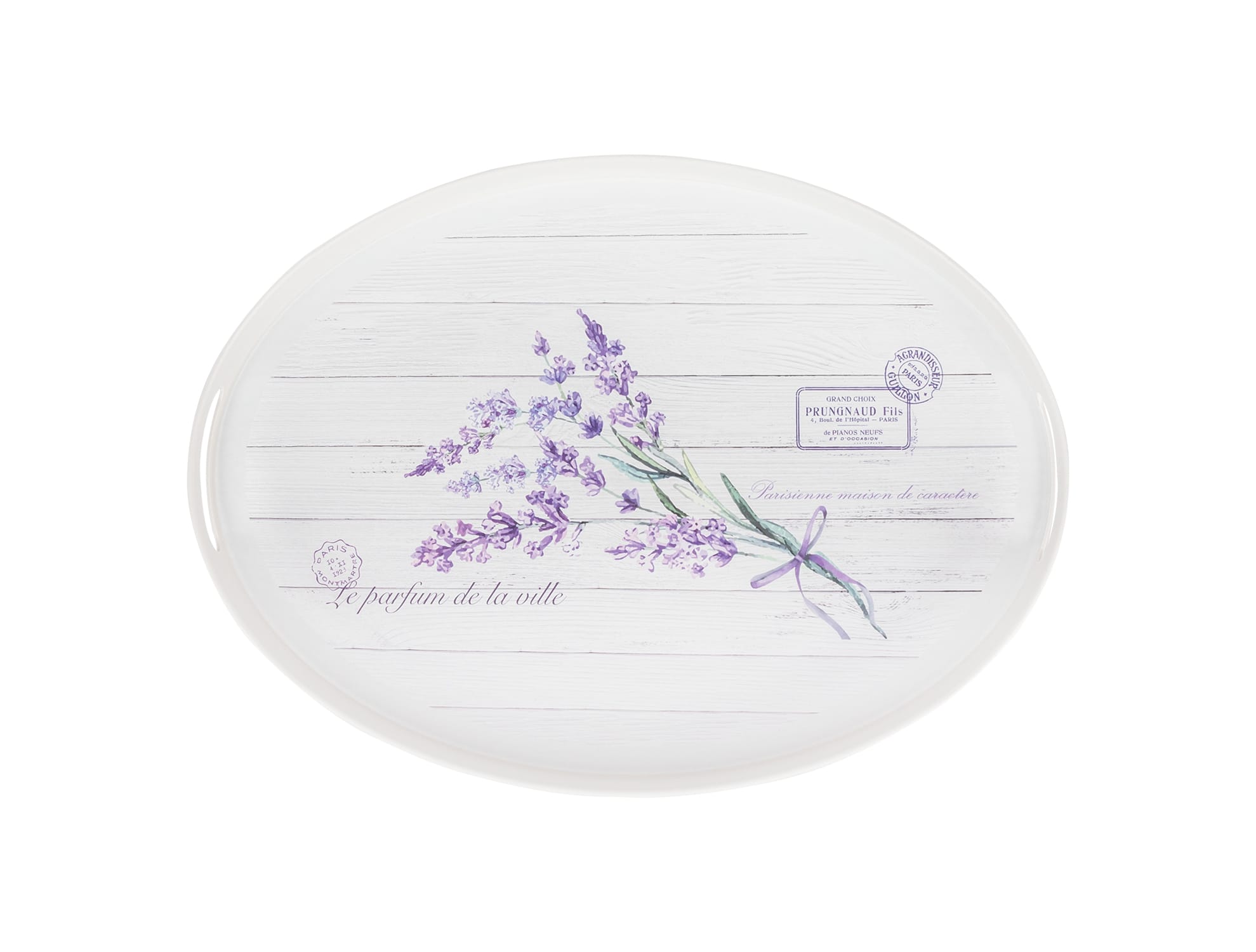 Durable Plastic Serving Tray - Oval Lavander Design