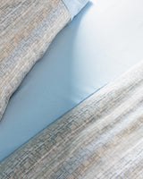 Twin Size 100% Cotton Crepe Patterned Duvet Cover Set - Blue & Beige