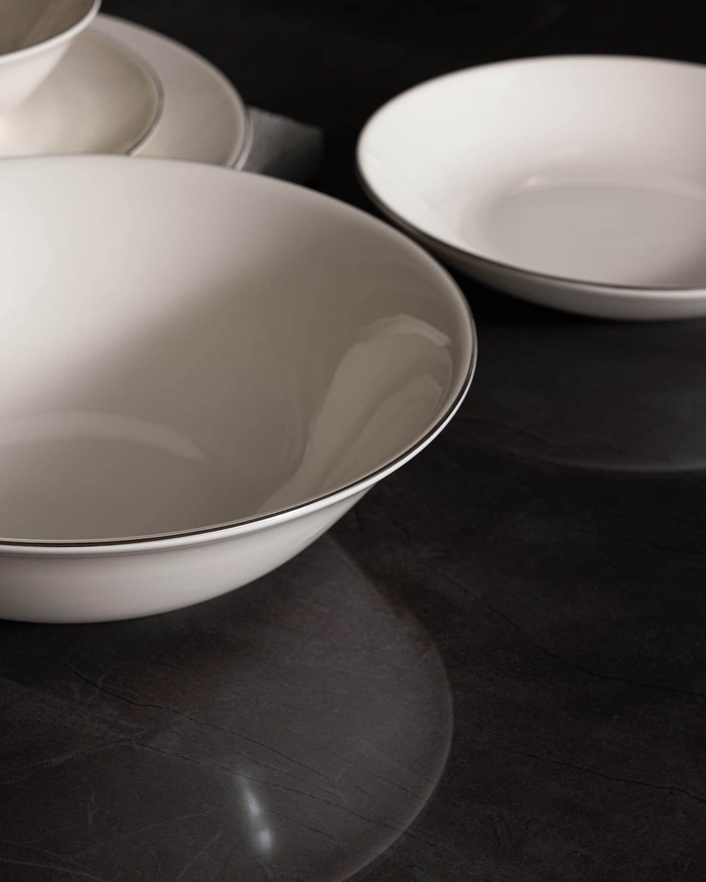 New Bone Porcelain 6-Person Dinnerware Set - White & Silver