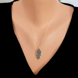 925 Sterling Silver Hand of Fatima Pendant Necklace - Patterned Design