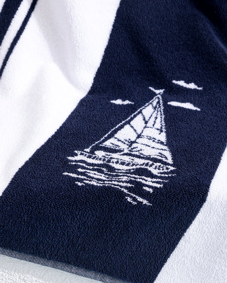 Nautical Sailboat Pattern Beach Towel - Soft & Absorbent