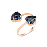 Swarovski Crystal Spiral Ring - Yellow Gold Plated Sterling Silver