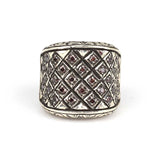 Professional Sterling Silver Amethyst Engraved Men's Ring