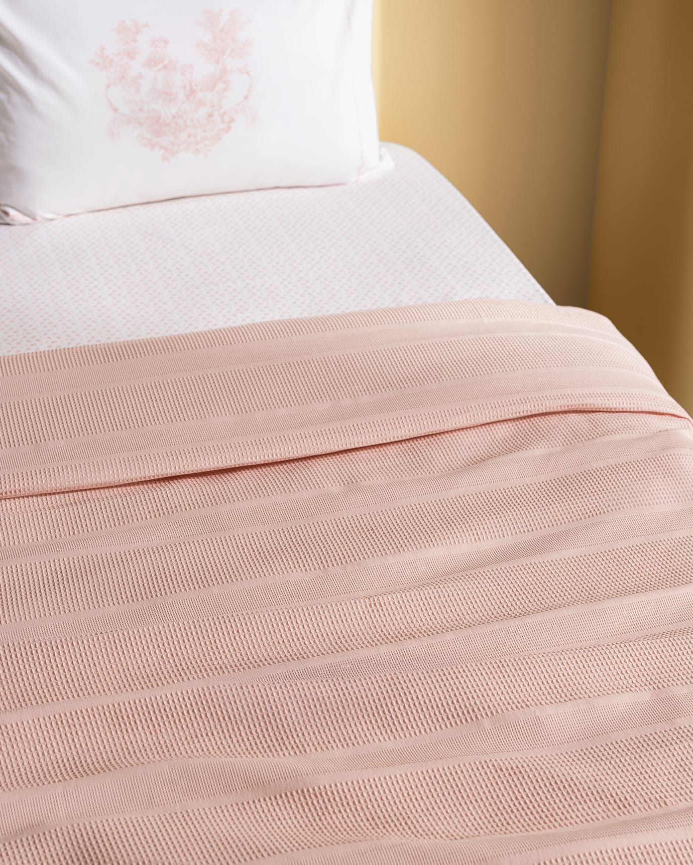 King Size 100% Cotton Pique Bedding Set, Blush Pink