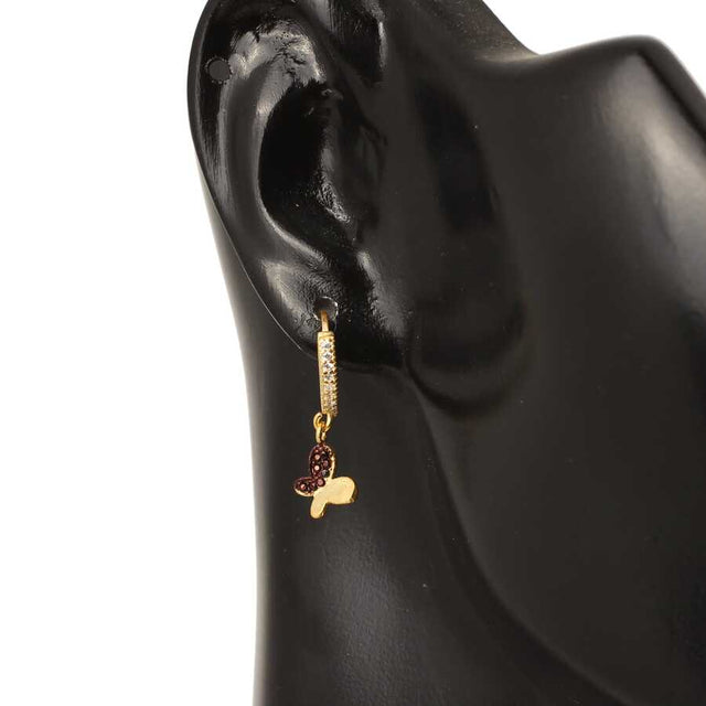Premium Sterling Silver Butterfly Onyx Hoop Earrings
