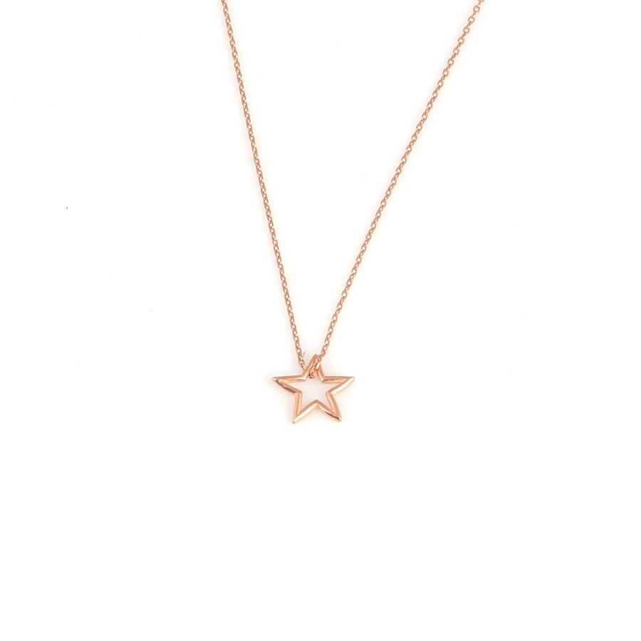 Sterling Silver Hollow Star Pendant Necklace - Celestial Chic