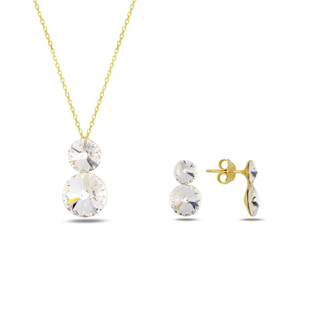 Sterling Silver Jewelry Set - Chic Prong & Bezel Stone Accents
