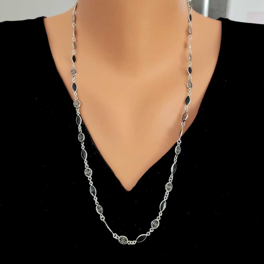 Premium 925 Sterling Silver Enamelled Filigree Necklace