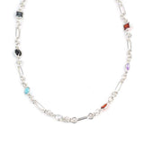 Premium Sterling Silver Colored Stone Paperclip Chain Necklace
