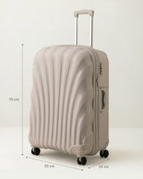 Large Beige Hardshell Rolling Travel Suitcase