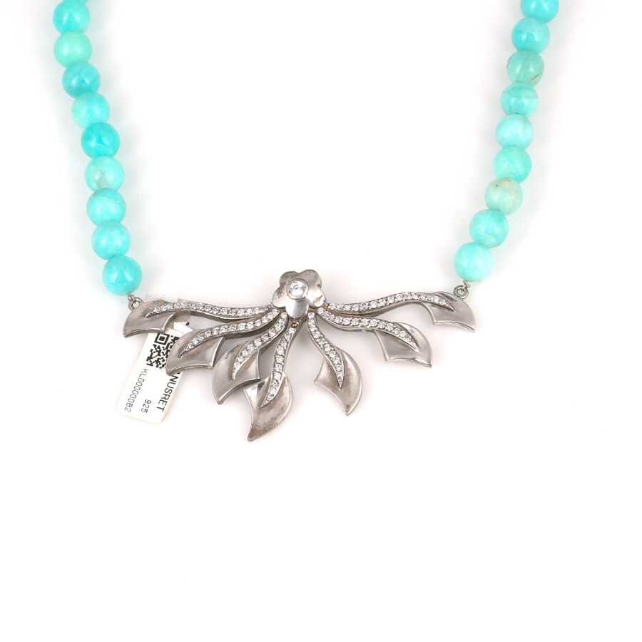 Sterling Silver Amazonite Pendant Necklace - Natural Gemstone