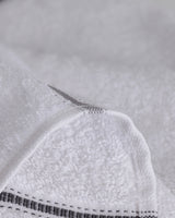 Cotton Blend Face Towel - Bourrache Pattern, White & Grey