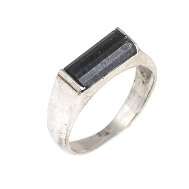 925 Sterling Silver Men's Onyx Ring - Bold Cylindrical Design