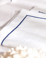 Moselle Elegante Stoffen Servetten - Wit & Marineblauw, Set van 2