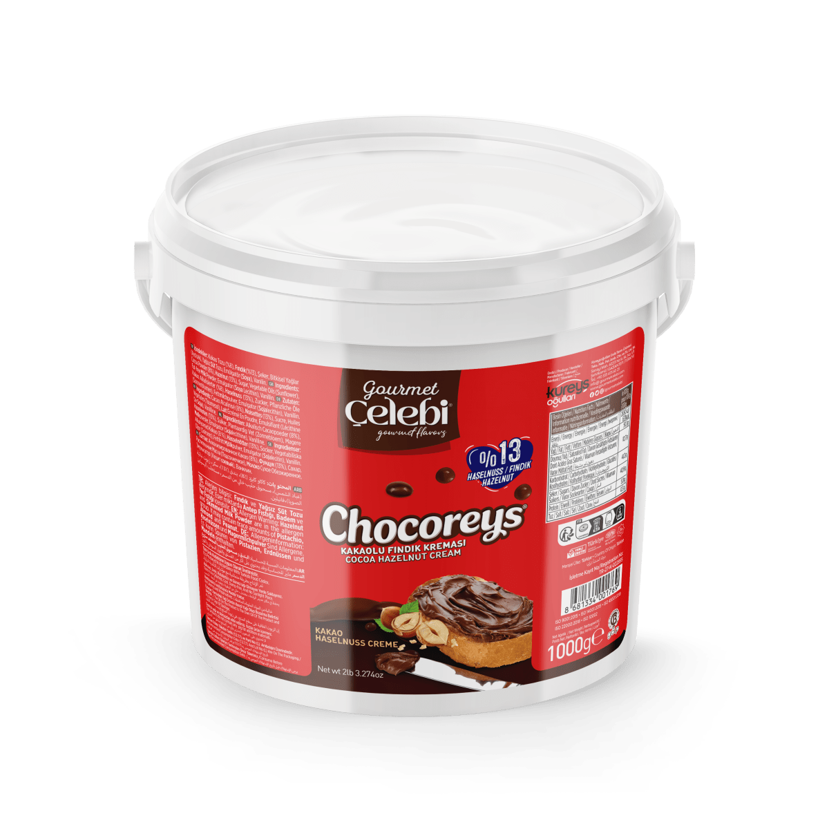 Celebiogullari Professional Cocoa Hazelnut Cream (13% Hazelnut) - 500g, 1kg & 5kg Buckets - TryAladdin