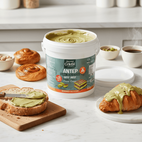 Celebiogullari Professional Sugar Free Antep Pistachio Butter (30%) - 500g, 1kg & 5kg Buckets - TryAladdin