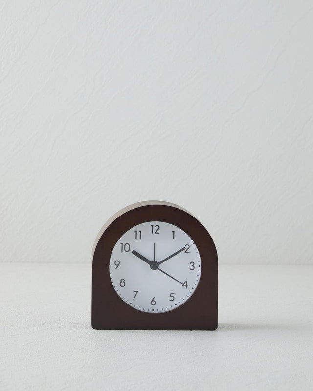 Modern Decorative Desk Clock   10cm Diameter   Coffee Brown Finish