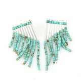 925 Sterling Silver Turquoise Dangle Earrings - 9-Row Fringed Design