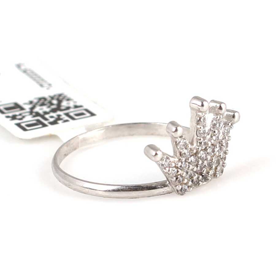 925 Sterling Silver Crown Ring - Elegant Zircon Embellishment