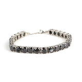 Sterling Silver Onyx Tennis Bracelet - Classic Round Stone Design