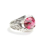 Premium 925 Sterling Silver Oval Faceted Synthetic Ruby Ring