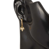 925 Sterling Silver Zircon Dangling Plane Tree Leaf Hoop Earrings