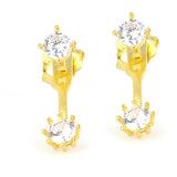 Sterling Silver Zircon Double Stone Stud Earrings
