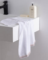 Topaze Cotton Face Towel - White/Beige