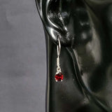Sterling Silver Teardrop Synthetic Ruby Dangle Earrings