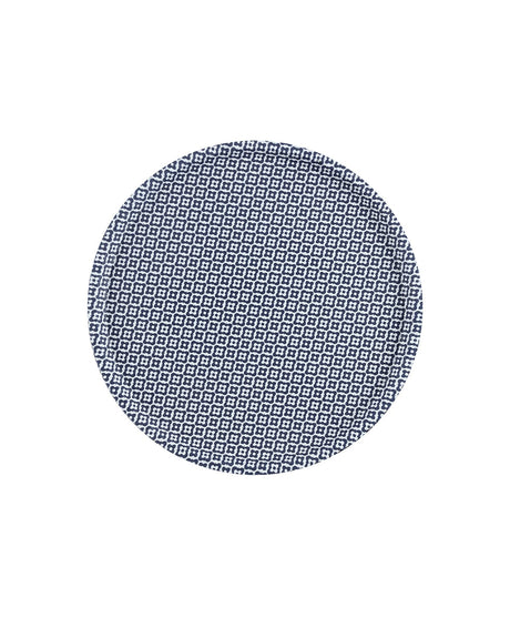 Faux Leather Non-Slip Round Tray - Elegant Rêve Bleu Design