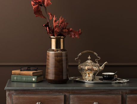 African Style Ceramic Vase - Brown Decorative Accent