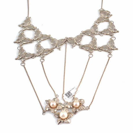 Artisan Sterling Silver Floral Butterfly Filigree Necklace